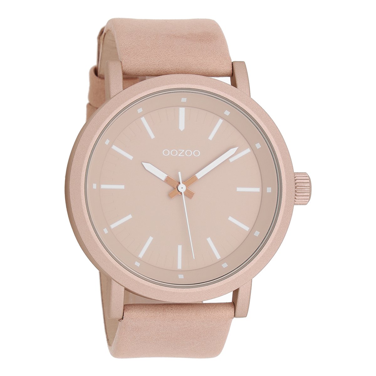 OOZOO Timepieces - Oud roze horloge met roze leren band - C8250