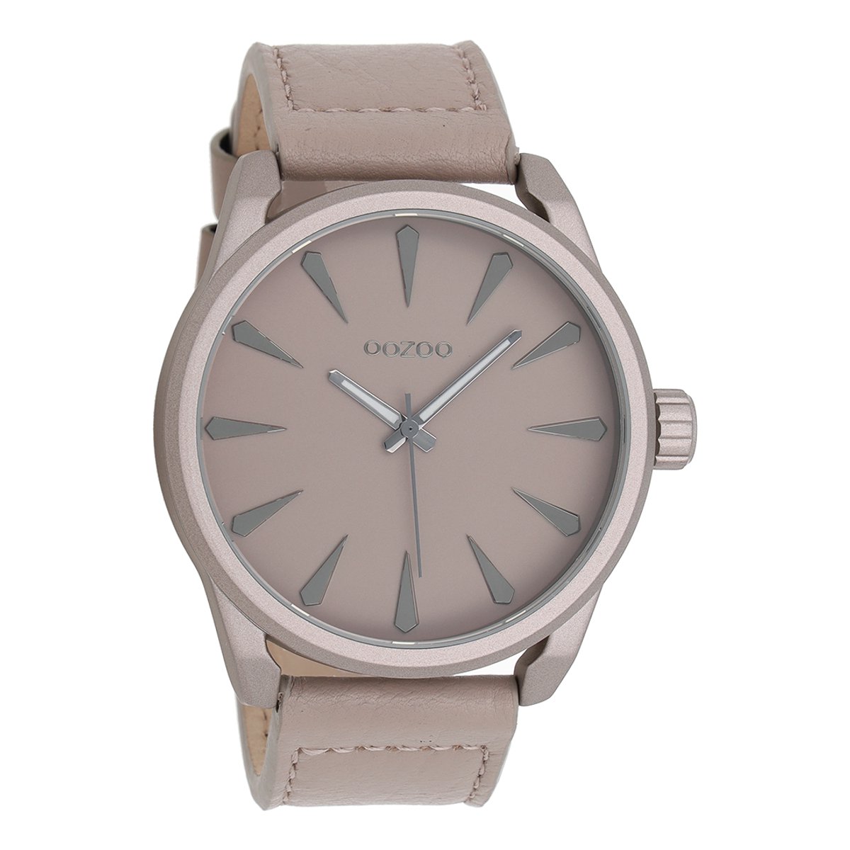OOZOO Timepieces - Taupe horloge met taupe leren band - C8225