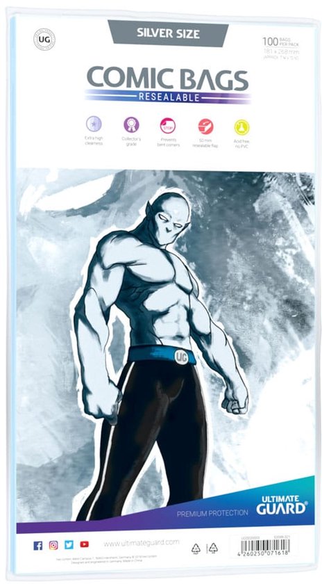 100 Sacs De Protection Pour Bandes Dessinées Ultimate Guard - Standard Transparent - Archivage Sans Acide