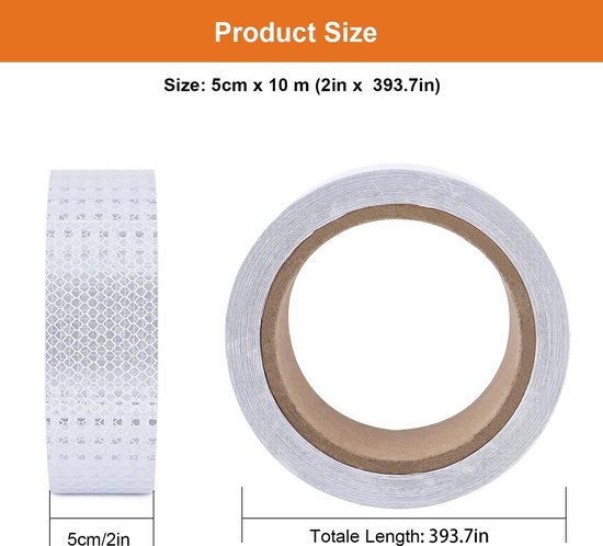 5 Cm X 10 M Reflecterend Plakband Voor Buiten Witte Reflecterende 