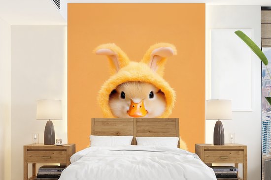 Behang - Fotobehang Paashaas - Kostuum - Eend - Breedte 205 cm x hoogte 280 cm