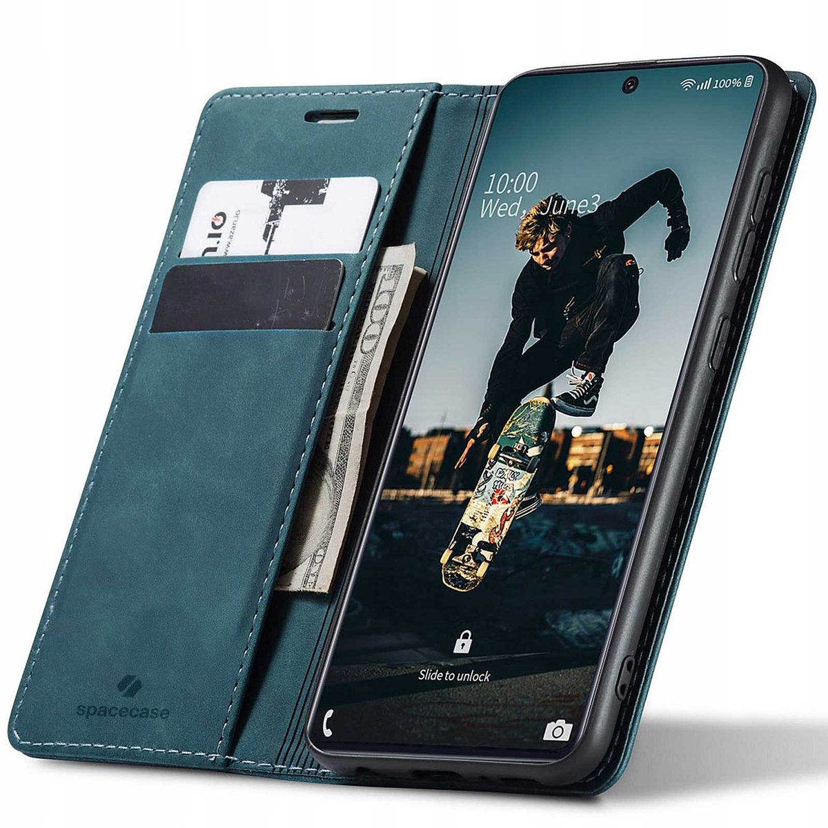 Spacecase Case Wallet Cover Voor Samsung Galaxy A71 Blauw