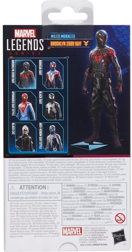 Verpakking van Marvel Legends Brooklyn 2099 Suit actiefiguur met diverse andere figuren op de voorkant.