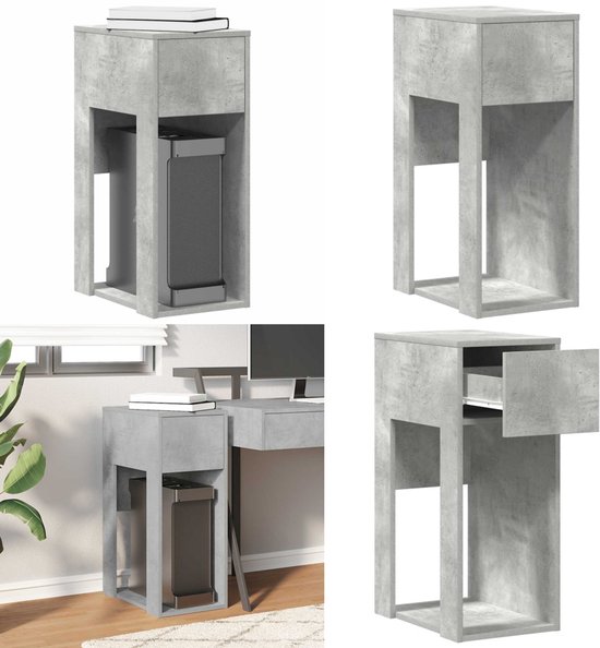 Computertorenstandaard met lade 30x44x74 cm wit
