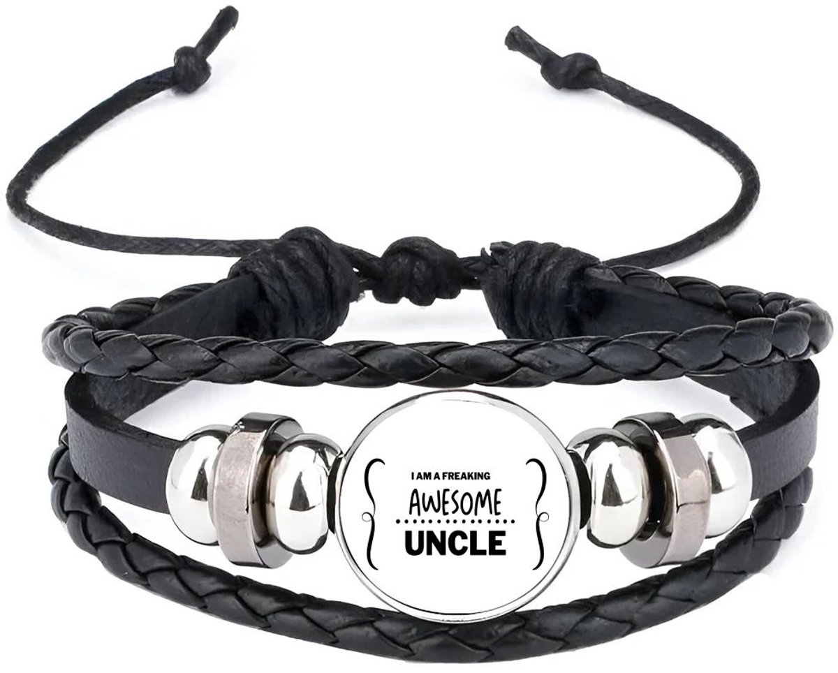 Akyol - i am a freaking awesome uncle armband zwart - Oom - geweldige oom - liefste oom - verjaardag - cadeau - kado - bedankje - geschenk