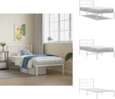 vidaXL - Bed frame met hoofdeinde zonder matras - Wit - Hout - 90x200 cm