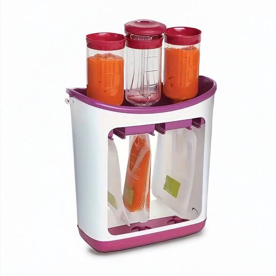 Dutchers® Knijpfruit Dispencer - Inclusief 10 knijpzakjes - De dispenser voor groeten- en fruithapjes - Voorbereiding voor Onderweg - Handig voor in de Diepvries & Koelkast - Babyvoeding - Babyvoeding Bewaarbakjes - Knijpfruit Zakjes Herbruikbaar