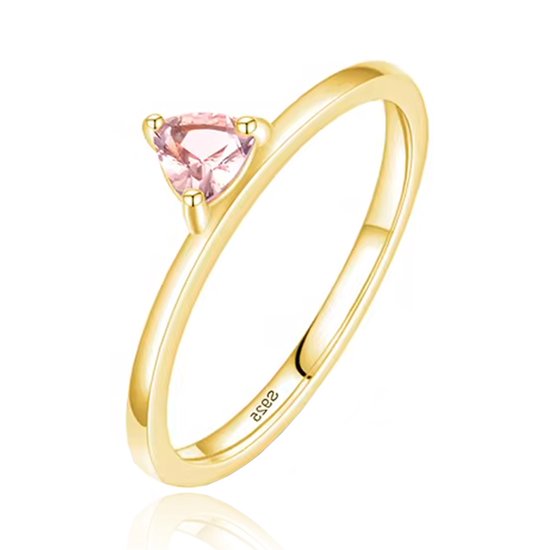 Wycian Ring met steen voor dames, 18K geelgoud citrien paars