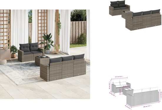 vidaXL Ensemble de salon - Ensembles lounge - Ensemble de jardin - Banc de jardin - Ensemble de salon 6 pièces avec coussins en résine tressée grise