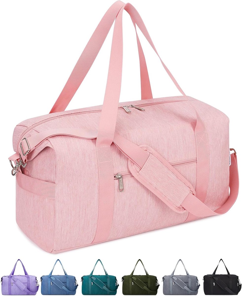 Handbagage Reistas voor Onder de Stoel | Waterdichte Weekendtas voor Vrouwen en Mannen (Roze)