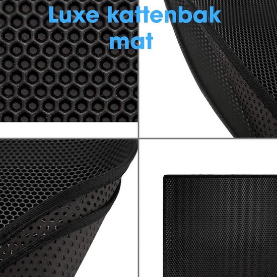 Tapis de litière de luxe, structure noire en nid d'abeille avec un bord festonné.