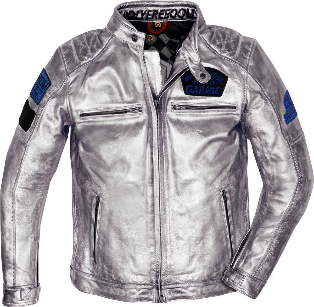 HolyFreedom Zero Totem Zilver Leren Motorjas - Jas