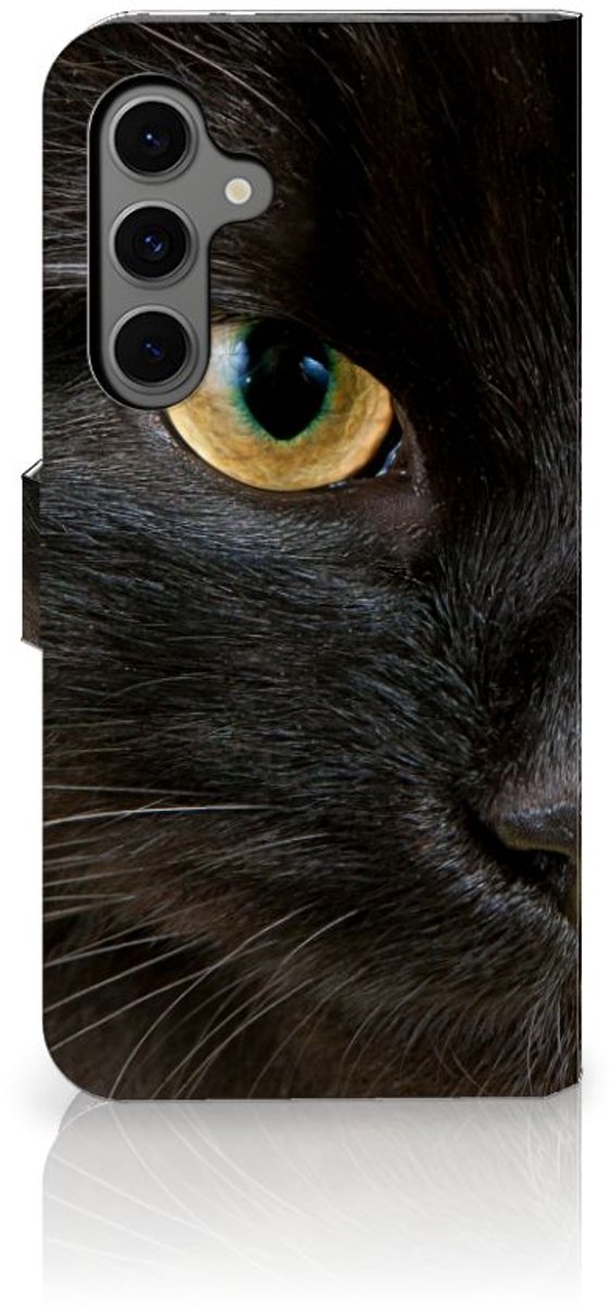 Book Case voor Samsung Galaxy S24 FE Telefoonhoesje met Pasjes Zwarte Kat