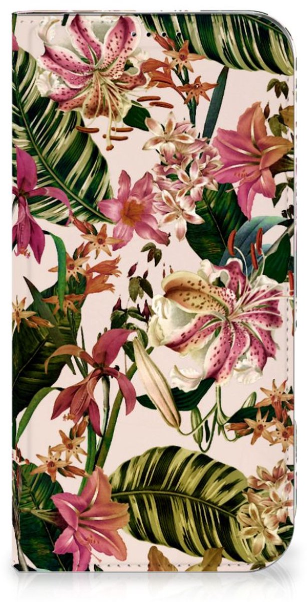 Standcase Hoesje voor iPhone 16 Plus Smart Cover Flowers