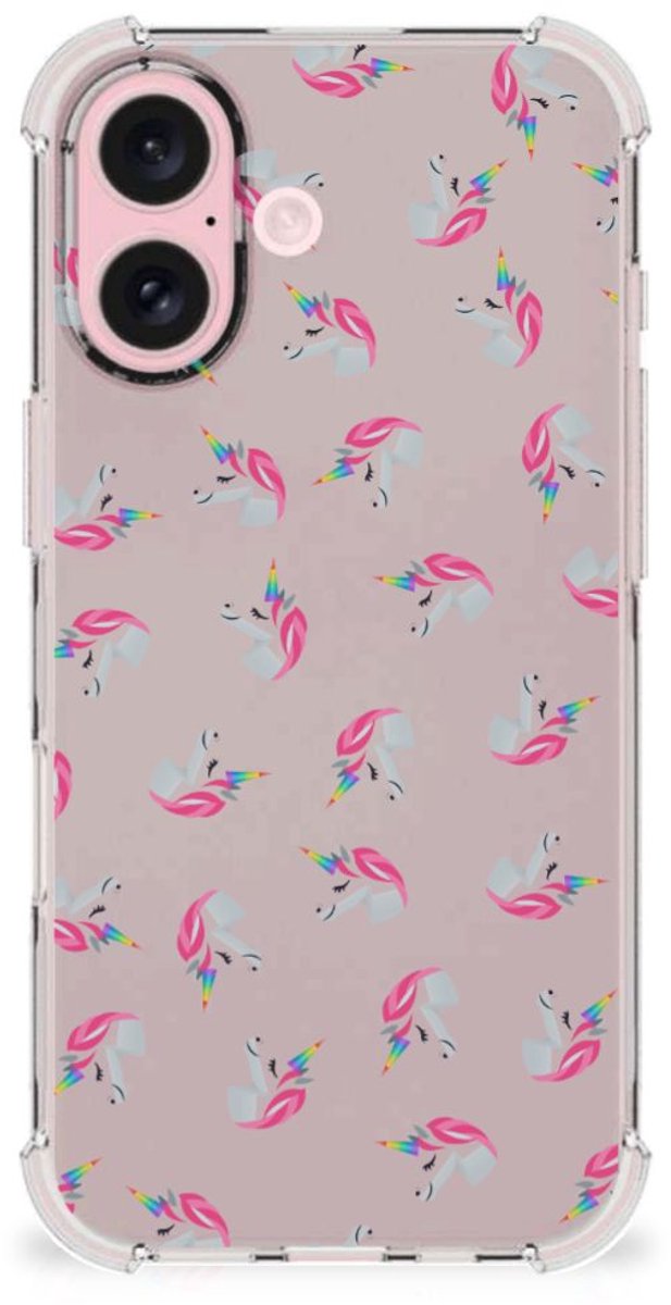 Doorzichtige Silicone Hoesje voor iPhone 16 Unicorns