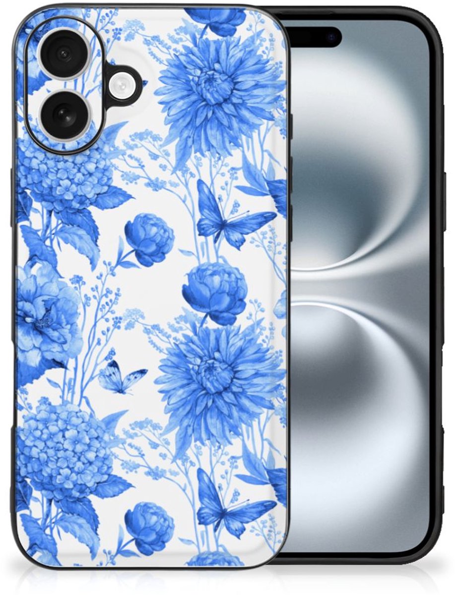 Bloemen Hoesje voor iPhone 16 Flowers Blue