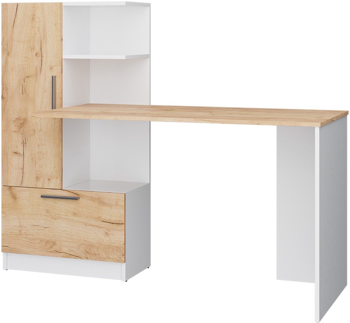Vicco Tomy Bureau – 150 x 59 cm Eik wit/goud Wit/Goudkleurig Eiken