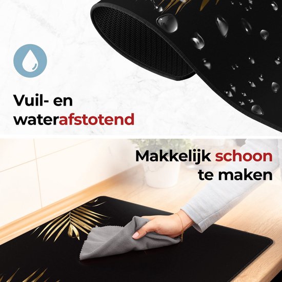KitchyMist Inductie Beschermer 80x52 cm - Gouden Bladeren - Kookplaat Beschermer - Afdekplaat voor Kookplaat - Inductie Mat - Spatscherm Achterwand Keuken