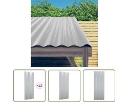 vidaXL Dakbedekking - Dakpanelen - Dakpanelen 12 st 100x36 cm gepoedercoat staal zilverkleurig - Metaaldak - Staaldak - Carportdak