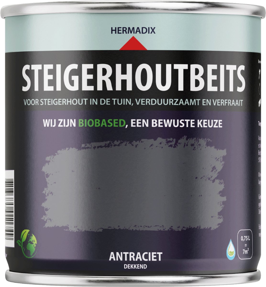 Hermadix Steigerhoutbeits - 0,75 liter - Antraciet – foto 4