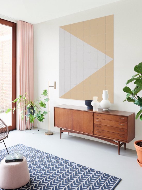 IXXI Color blocking - Gris Beige, Allon Dery - 80 x 100 cm - Support d'accrochage gratuit - Grande Décoration murale et posters - Graphisme, Abstrait,