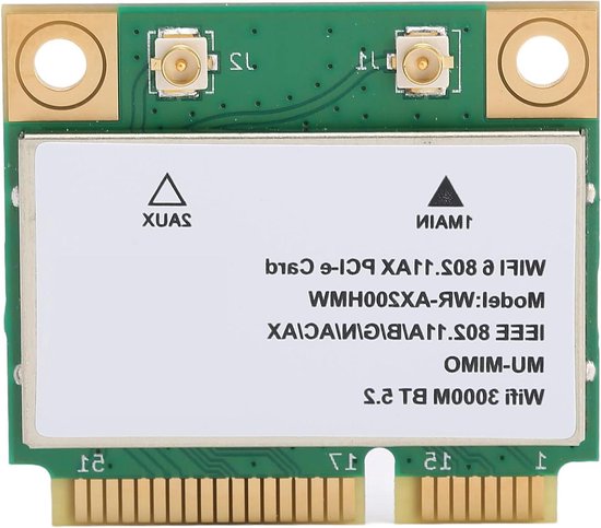 Wireless Mains Card, AX200HMW Dual-Frequency 2974M WiFi6 Wireless Network Card Bluetooth5.2 Mini PCI-E for Laptop