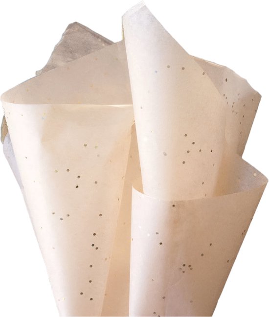 Vloeipapier \ zijdepapier Gemstones Zand – 20 Grams met Holografische Stippeltjes | | B3 36x50 cm 48 vellen