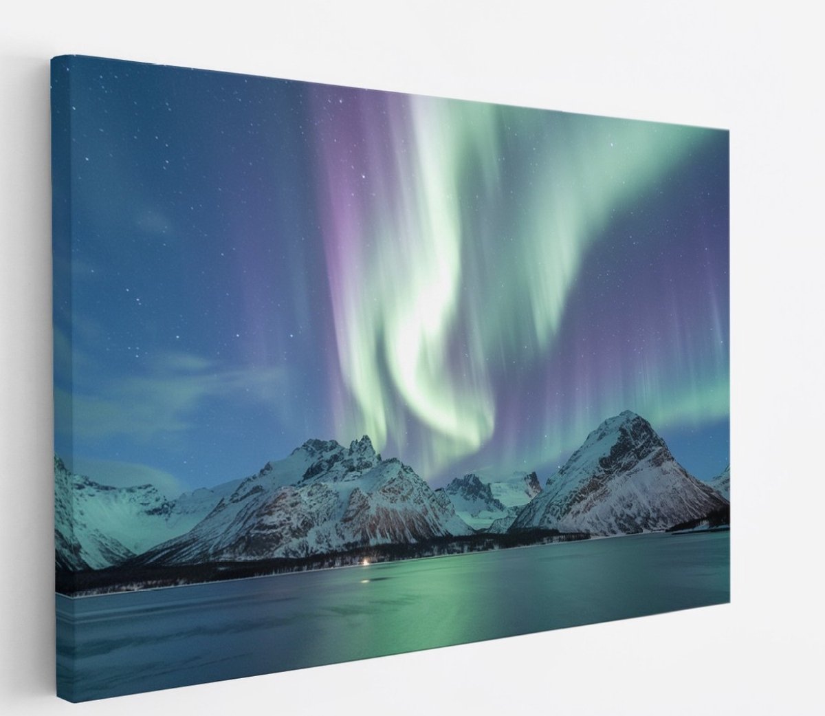Saammp Canvas Schilderij - Noorderlicht in ijsland - Landschap - Natuur - 50x40 - Foto op canvas - Wanddecoratie - Muurdecoratie Woonkamer - Slaapkamer decoratie - Canvas Print Multicolor
