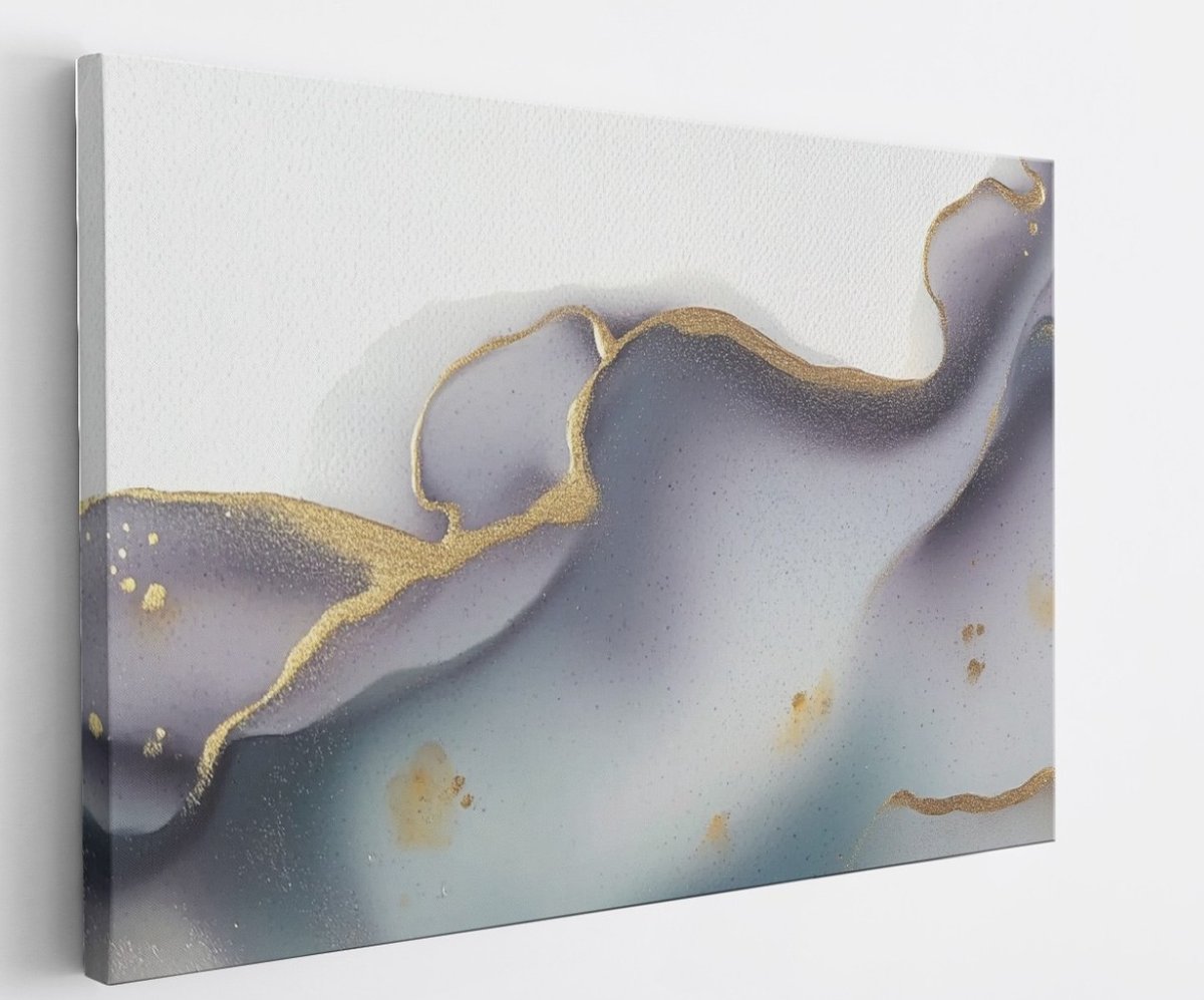 Saammp Canvas Schilderij - paars goude- Abstract - 60x40 - Foto op canvas - Wanddecoratie - Muurdecoratie Woonkamer - Slaapkamer decoratie - Canvas Print Multicolor