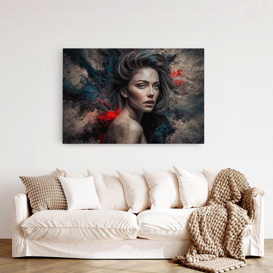 Tableau sur toile Saammp - Abstrait - Femme - Rouge - 70x50 - Photo sur toile - Décoration murale - Décoration murale Salon - Décoration chambre - Impression sur toile
