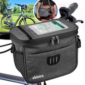 Vebics® Stuurtas Fiets Afneembaar - 100% Waterbestendig - Fietstas stuur - Schoudertas - Inclusief schouderband & E-book