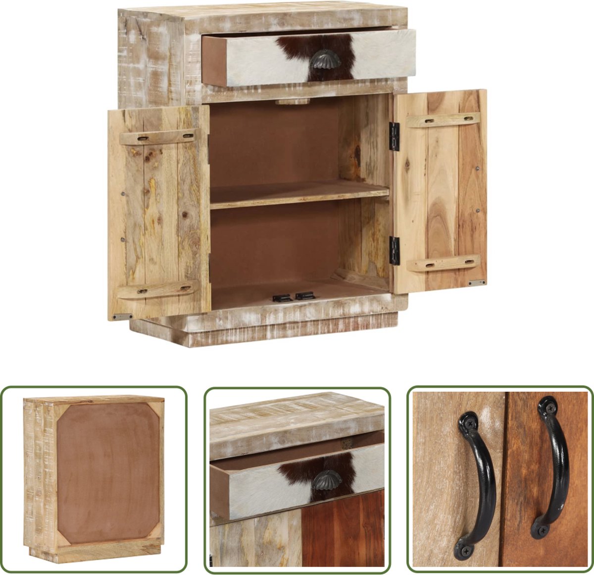 The Living Store Dressoir 60x30x75 cm massief mangohout - Dressoir - Kast - Meubels - Woonkamer - Slaapkamer