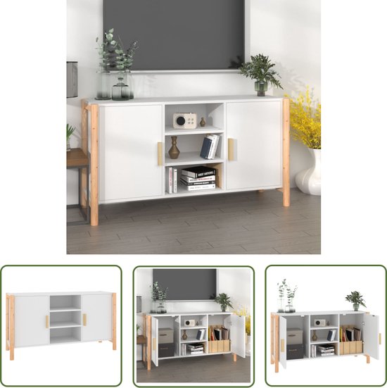 Buffet Classic The Living Store - Wit - 107 x 38 x 60 cm - Bois durable - Pied en bois stable