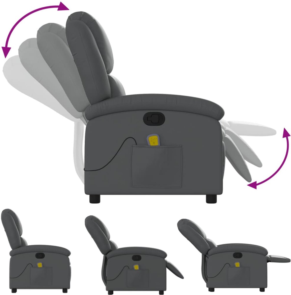 vidaXL Verstelbare Massagestoel Kunstleer Grijs - afbeelding 2