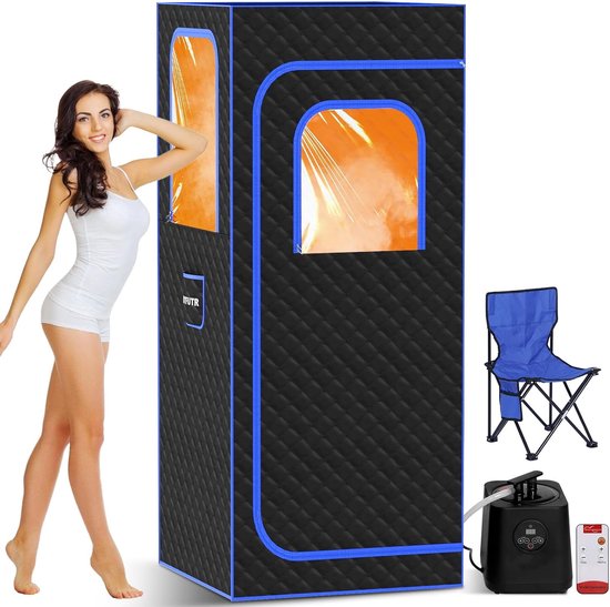 Stoomsauna voor thuis, mini-sauna, draagbare stoomsauna, mobiele stoomsauna, SPA, gezonde thuissauna, stoombad sauna met afstandsbediening (zwart, 100 x 80 x 170 cm