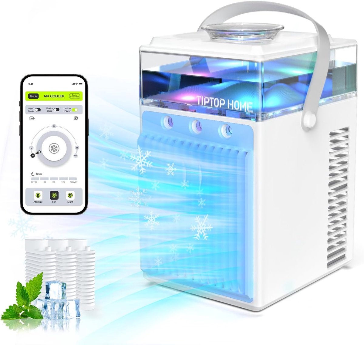 Draagbare Mini Luchtkoeler 4-in-1 USB Ventilator met LED Verlichting - Ideaal voor Thuis, Kantoor en Camping