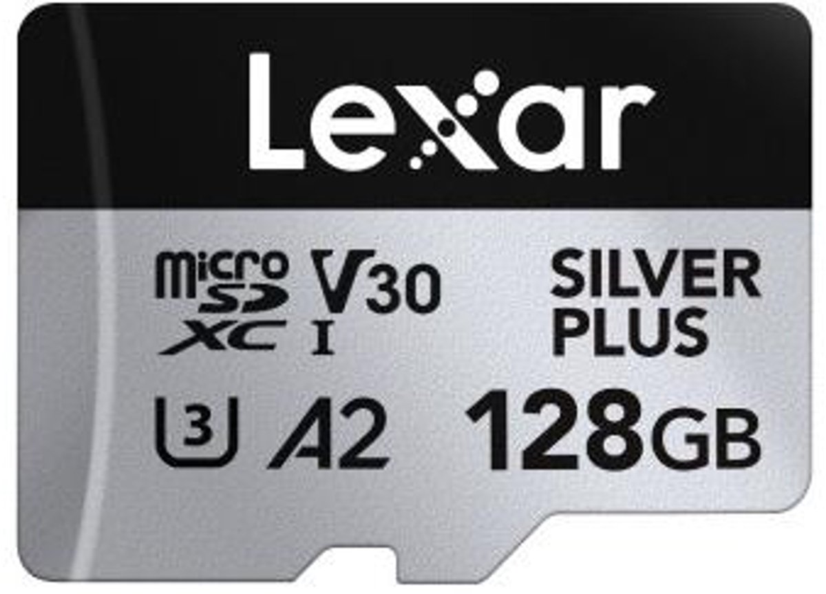 Lexar microSDXC Silver Plus UHS-I 128GB - Lezen 205MB/s, Schrijven 150MB/s - V30