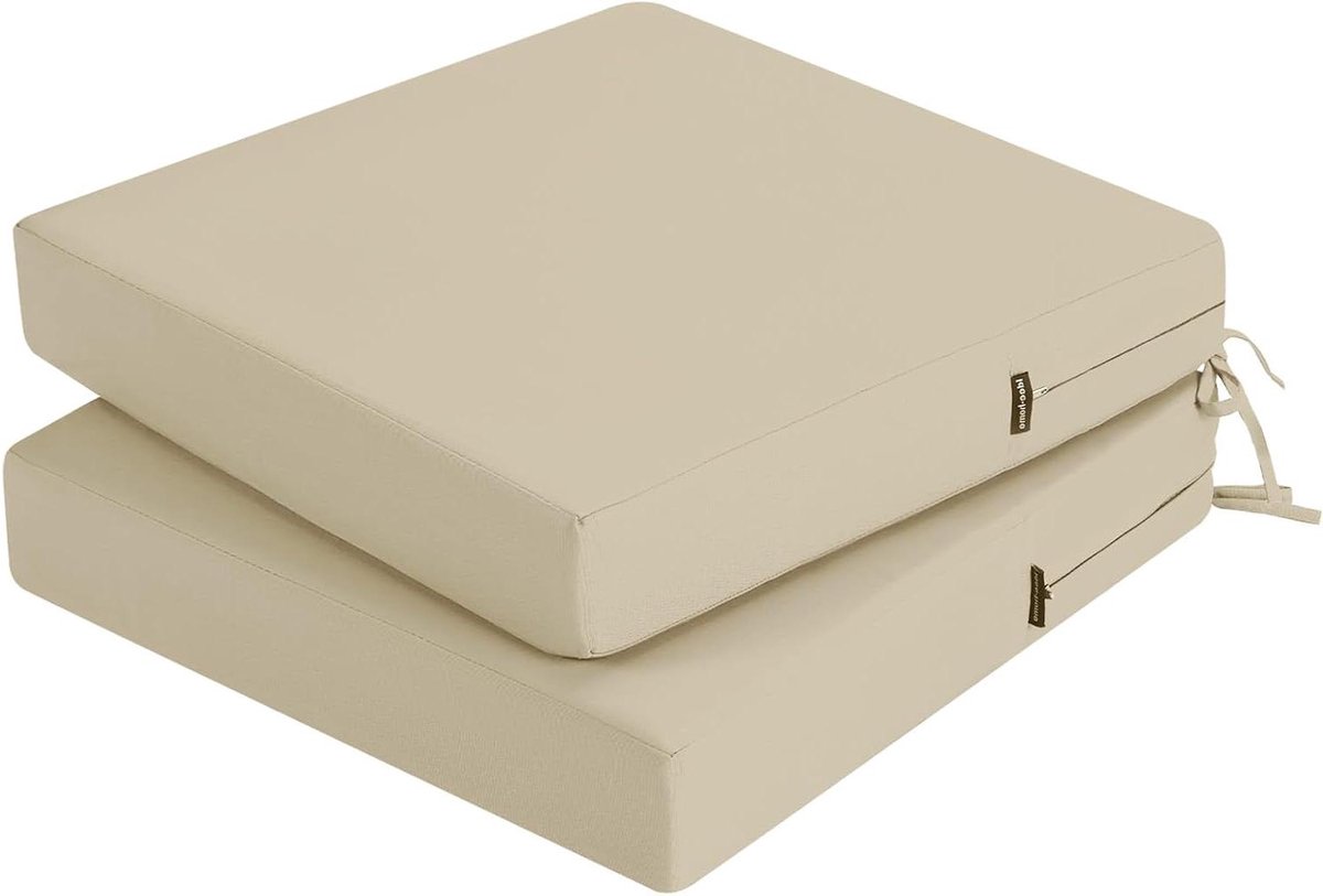 Beige Stoelkussens voor Buiten - Waterdicht - Set van 2 - 50 x 50 cm