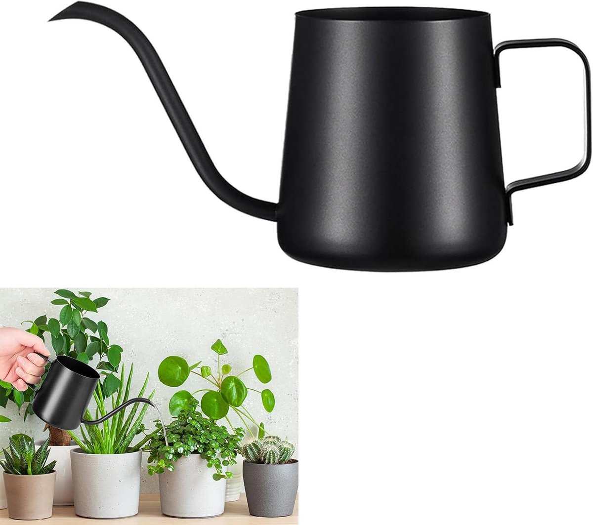 Mini gieter voor kamerplanten - zwart - 350 ml