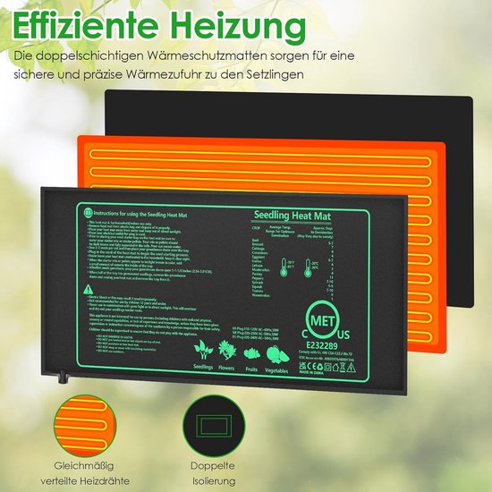 Verwarmingsmat voor planten 30/75/160W PVC Timing Reptiel Warmtemat Met Temperatuurregeling Kas Binnentuin Waterdicht Verwarmingsmat(30W (50x25cm