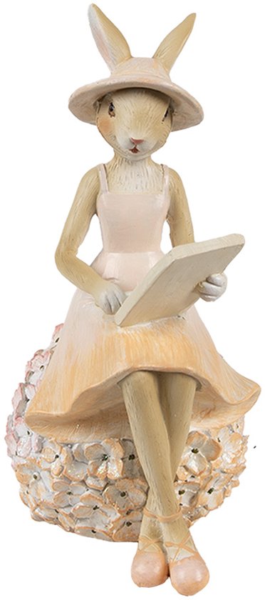 Clayre & Eef Image de décoration Lapin 10x9x17 cm Beige Plastique