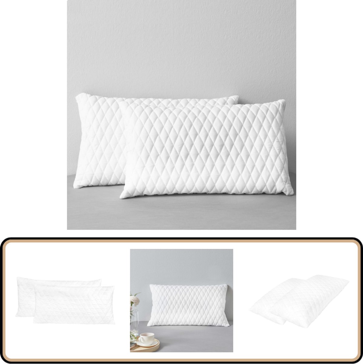 vidaXL Kussens - 2 stuks - 80x40x14 cm - Traagschuim Traagschuim Kussen - Drukkingsverlagend Kussen - Nekoppe Kussen - Hoofdkussen - Slaapkamer Accessoires