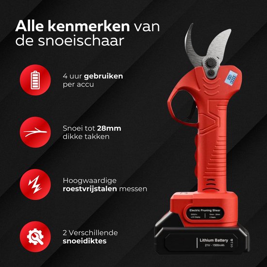 COCHO® Elektrische Snoeischaar - Snoeizaag met 2X Accu - Heggenschaar van COCHO® — afbeelding 5