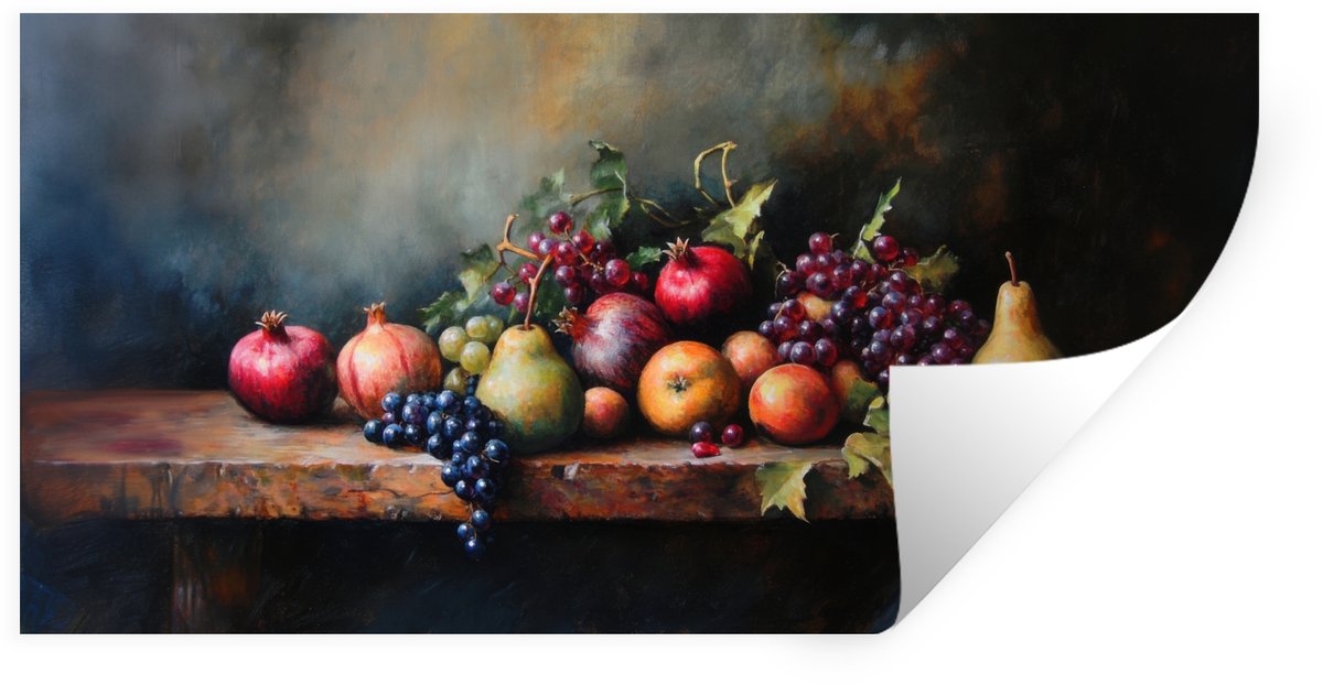 StickerSnake Muurstickers Sticker Folie Rustiek Stilleven Fruit 80x40 cm Plakfolie Muurstickers Kinderkamer Zelfklevend Behang Zelfklevend behangpapier Stickerfolie
