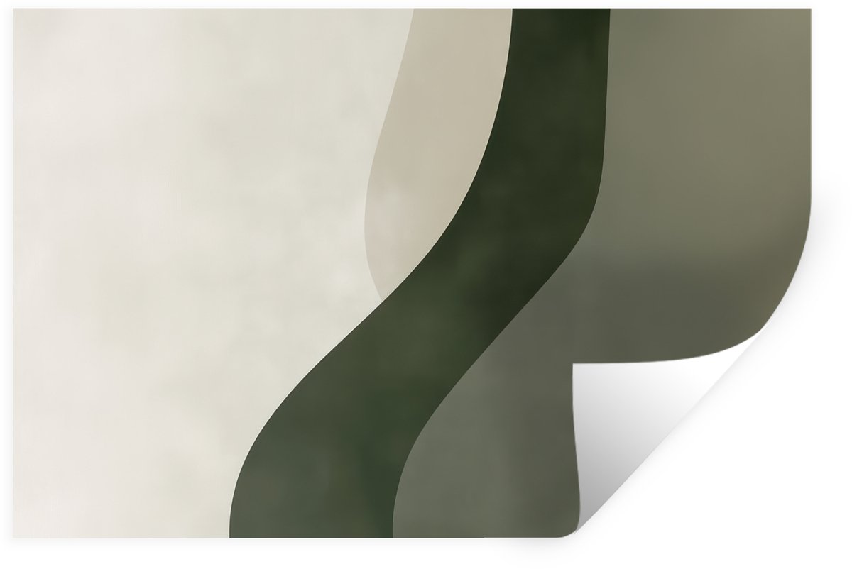 Muurstickers - Sticker Folie - Japandi - Groen - Abstract - Modern - 30x20 cm - Plakfolie 