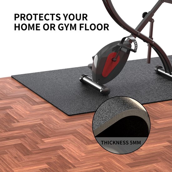 PROIRON Heavy Duty Gym vloermat, vloerbeschermingsmat, trainingsmat 115 cm x 80 cm voor hometrainer, halterbank, roeimachine, crosstrainer, gym fitness workout trainingmat, zwart