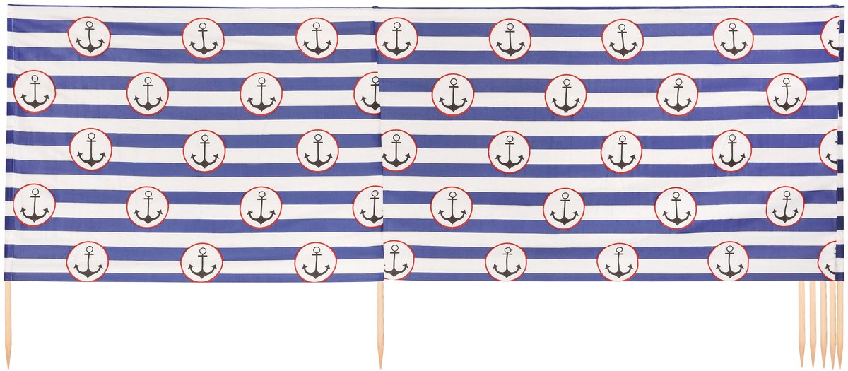 Garronda 10m Strand Windscherm Met Stokken - Windscherm Strand – Windscherm – Camping – Stripes/Anchor-11 - LA-EX-Wb-10m