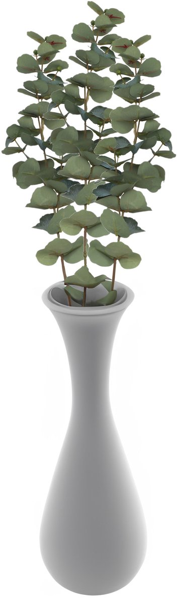 CHAKS Kunsttak Eucalyptus - 3x - 69 cm - kunst zijdebloemen - kunstplant - met knoppen Groen
