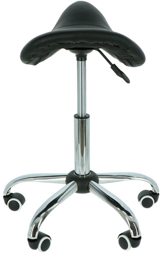 Alora Massagetafel Relax Budget + Alora zadelkruk - Tabouret – Zwart/Chrome - kruk – Kapperskruk - Max. Draagvermogen 250 KG - 8 Hoogtestanden - Incl. Opbergtas - massage bed