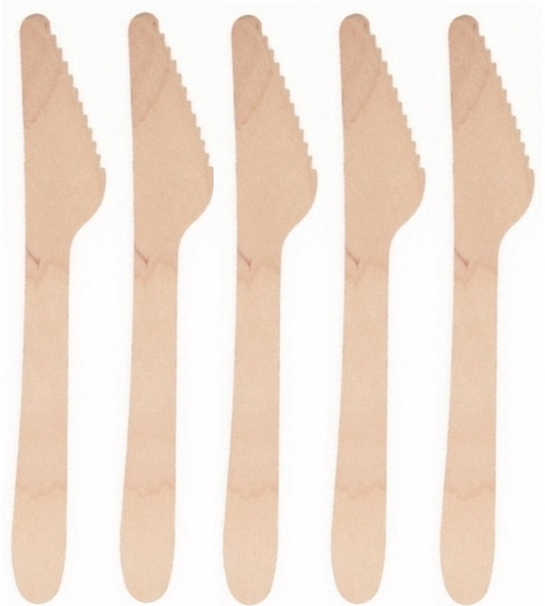 Papstar Houten wegwerp bestek messen - 100x stuks - 16 cm - Verjaardag/BBQ